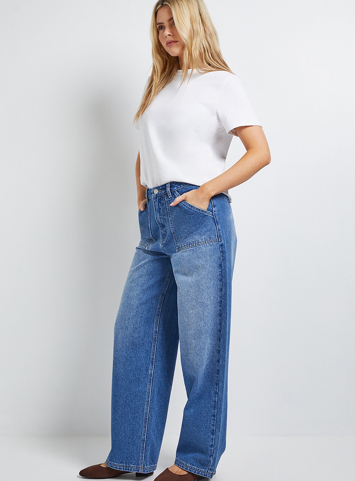 DOROTHY PERKINS Wide Leg High Waist Denim Jeans 14 - Image 4 thumbnail