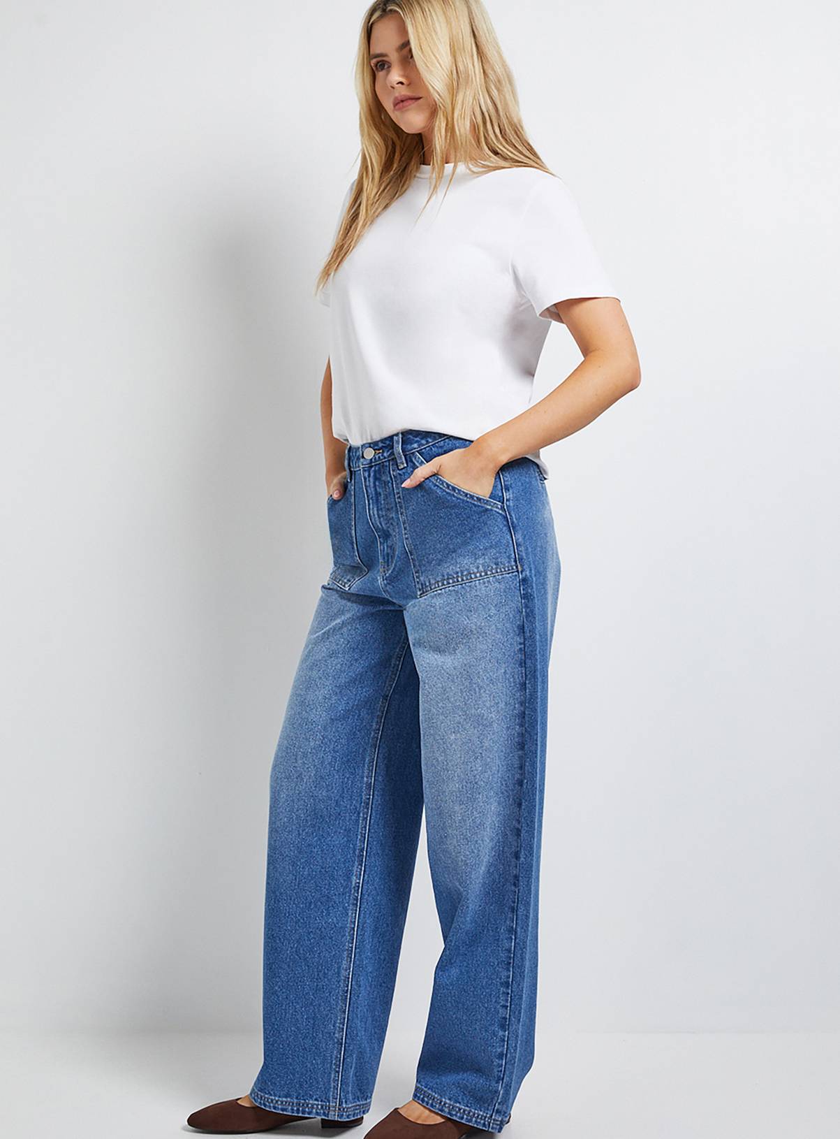 DOROTHY PERKINS Wide Leg High Waist Denim Jeans 14 - Image 4