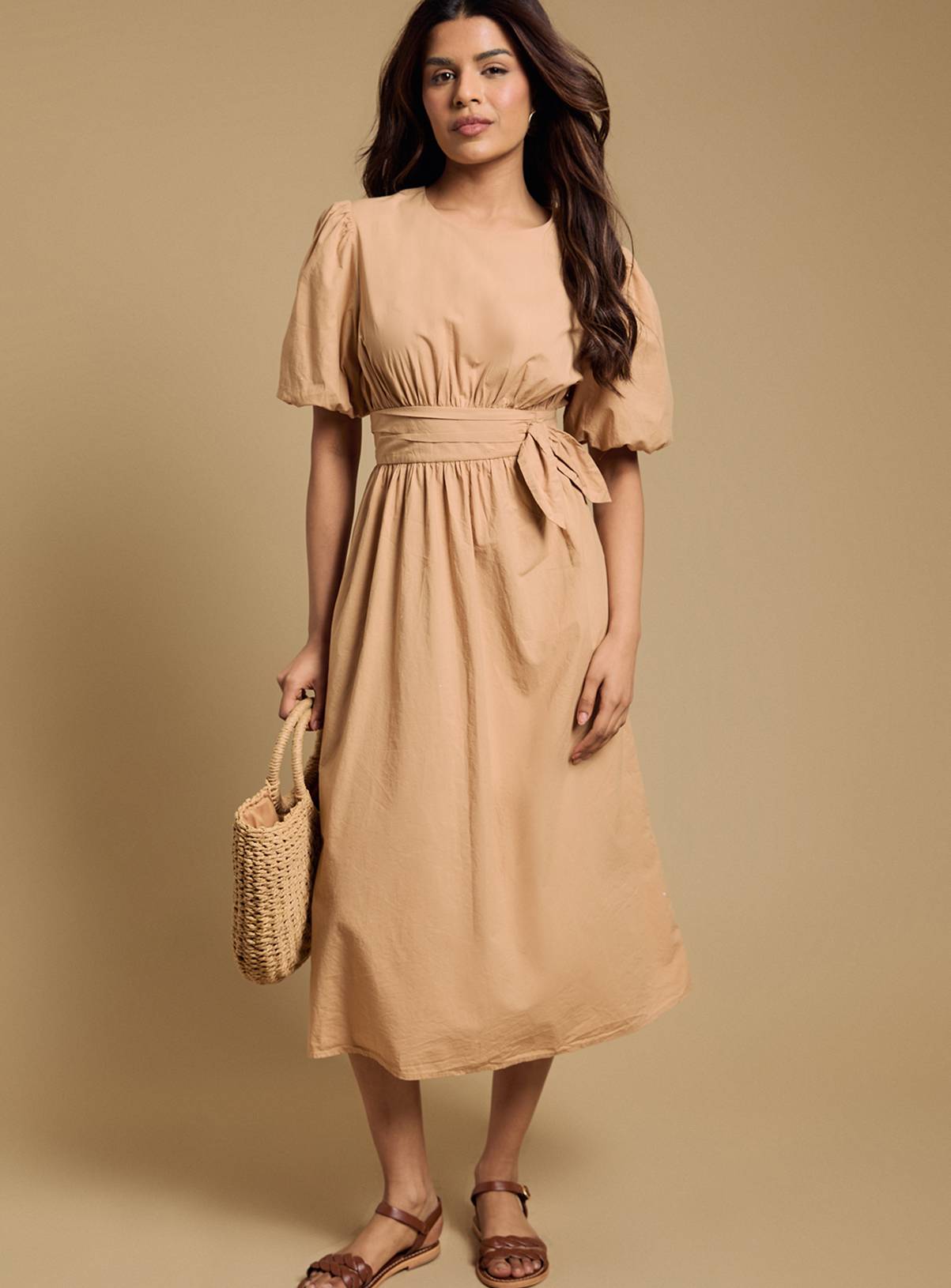 DOROTHY PERKINS Petite Bow Waist Detail Puff Sleeve Midaxi Dress 16 - Image 1