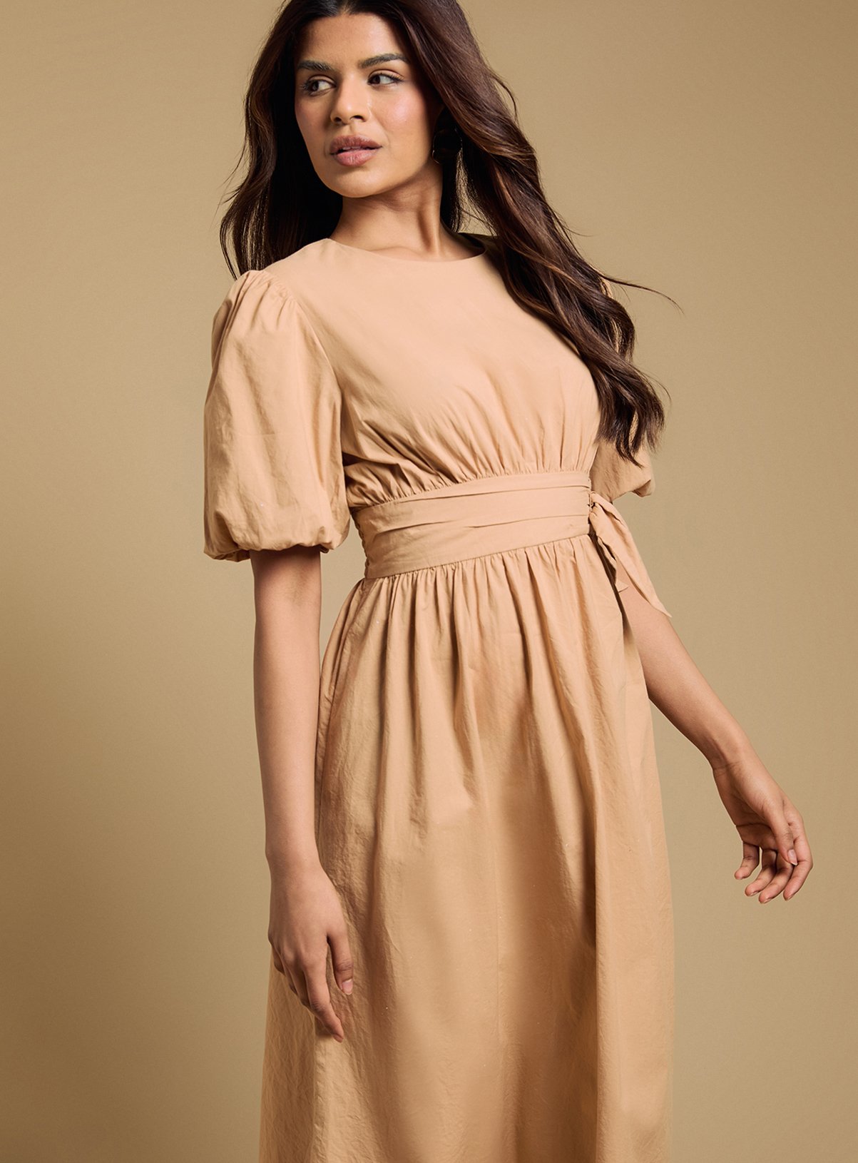 DOROTHY PERKINS Petite Bow Waist Detail Puff Sleeve Midaxi Dress 16 - Image 2 thumbnail