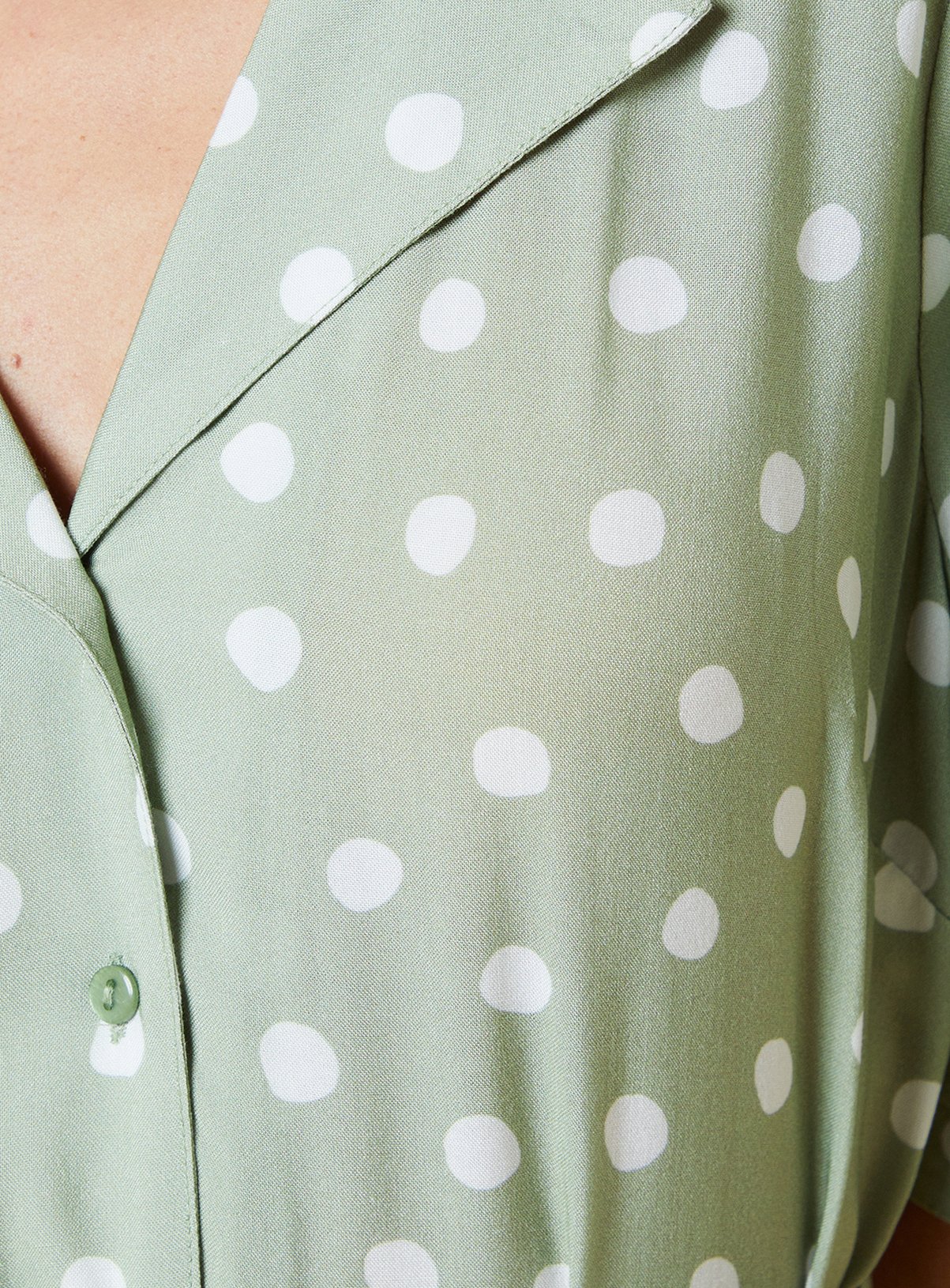 DOROTHY PERKINS Petite Green Spot Belted Puff Sleeve Shirt Dress 12 - Image 5 thumbnail