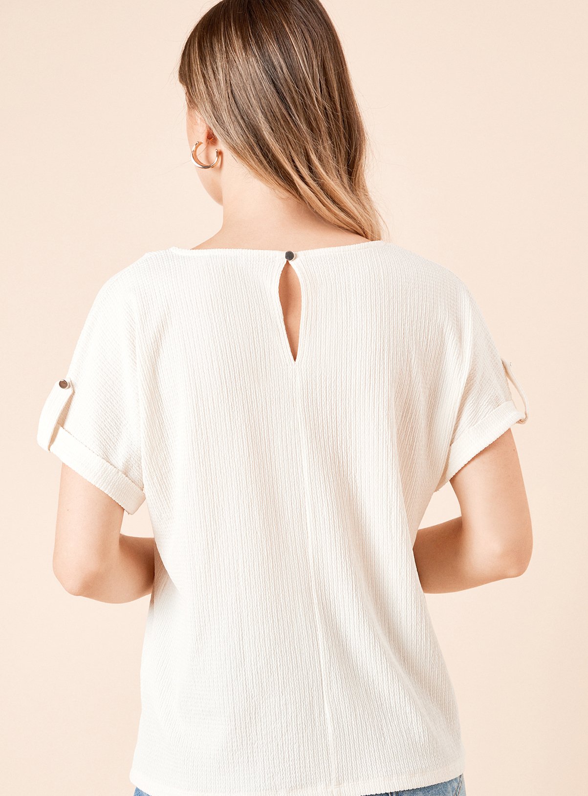 DOROTHY PERKINS V Neck Roll Sleeve Jersey Top 16 - Image 4 thumbnail