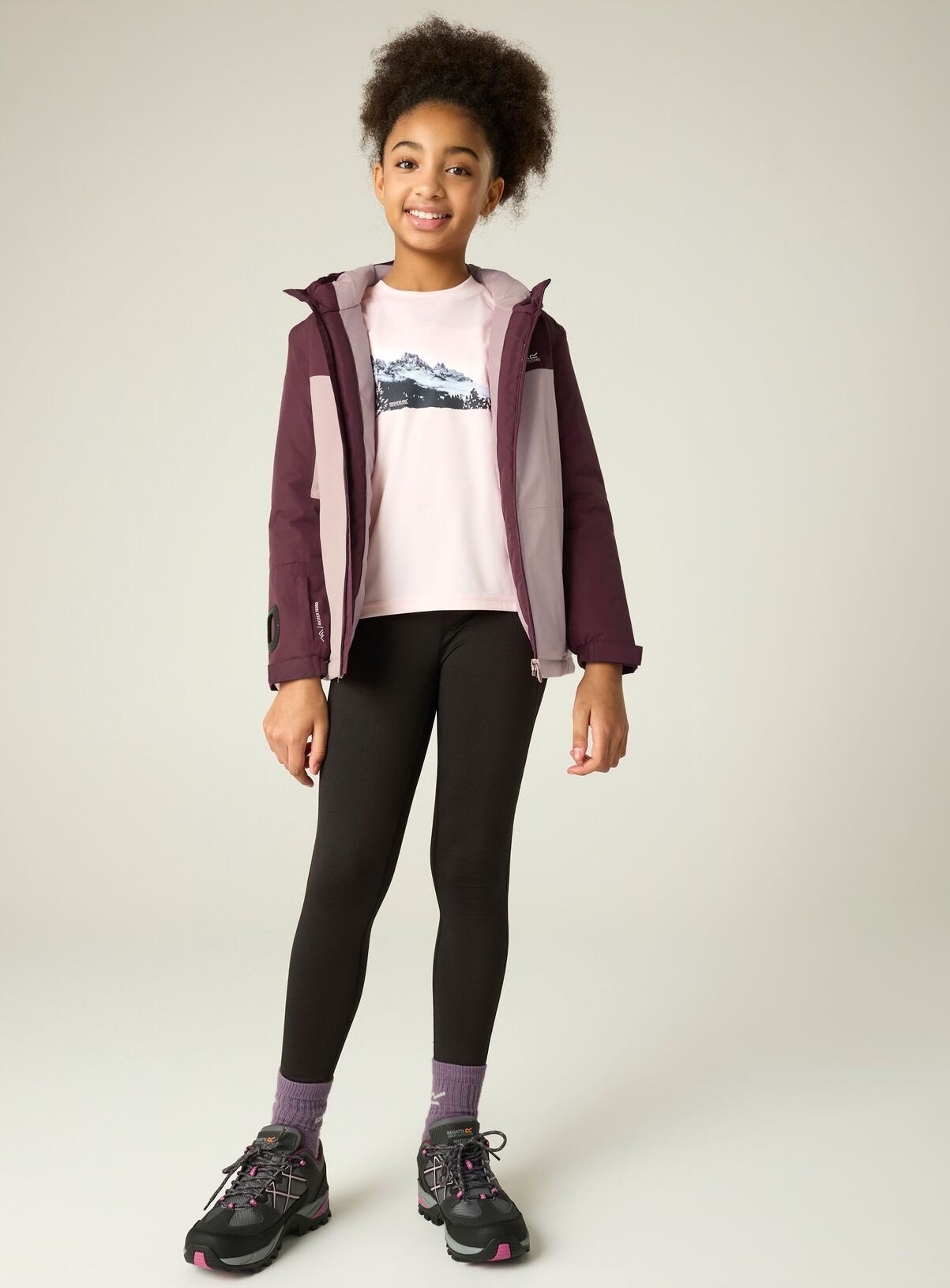 REGATTA Beamz Unisex Waterproof Jacket With Sleeve Torch Lilac 13 years - Image 2 thumbnail
