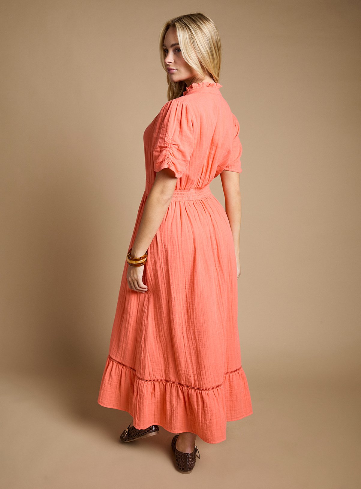DOROTHY PERKINS Collar Detail Short Sleeve Maxi Dress 10 - Image 3 thumbnail