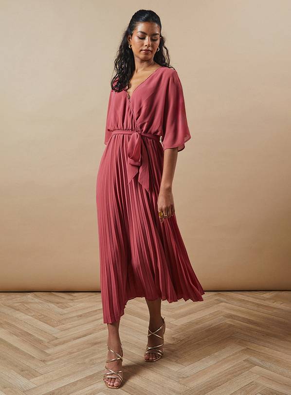 OASIS Petite Occasion Kimono Sleeve Pleated Midi Dress 18