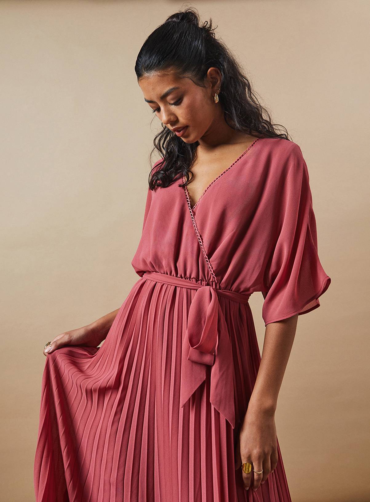 OASIS Petite Occasion Kimono Sleeve Pleated Midaxi Dress 14 - Image 4