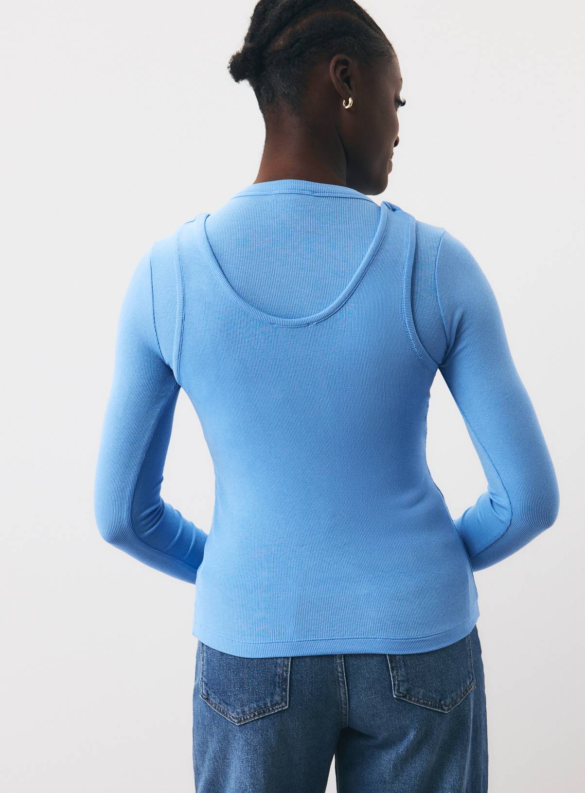 Blue 2 in 1 Long Sleeve Top 14 - Image 4
