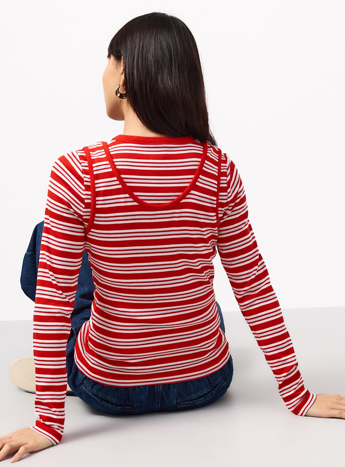 Red Stripe 2 in 1 Long Sleeve Top 6 - Image 6 thumbnail