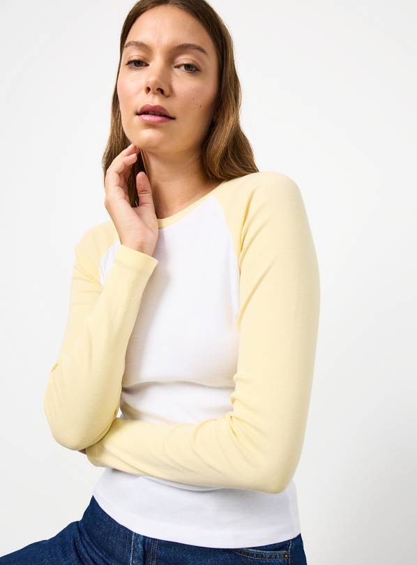 Yellow Raglan Ribbed Long Sleeve T-Shirt XL