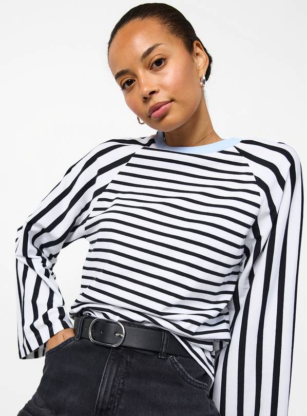Mono Raglan Easy Stripe Long Sleeve Top XS