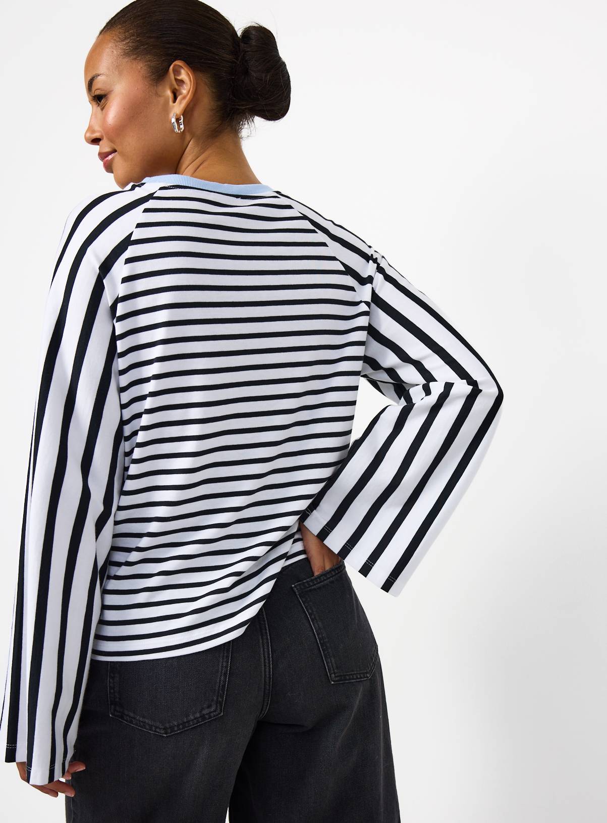 Mono Raglan Easy Stripe Long Sleeve Top XS - Image 4