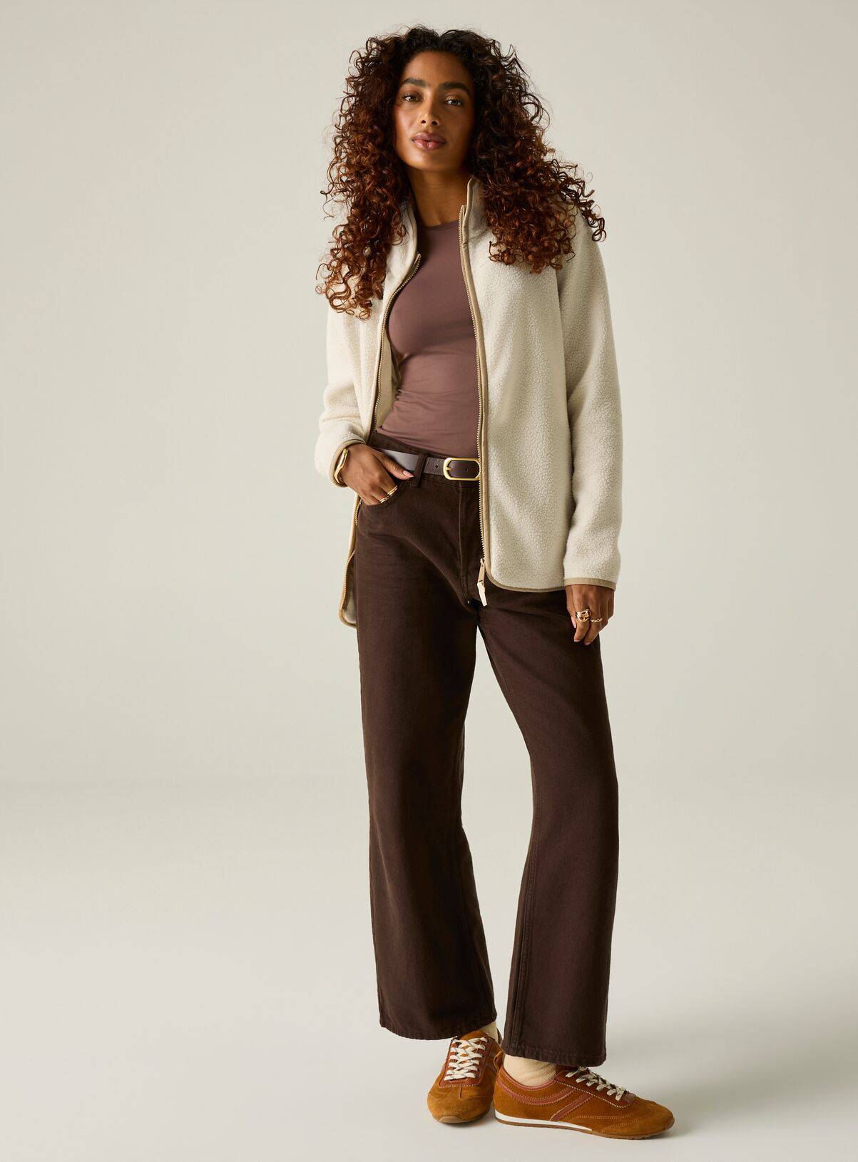 REGATTA Womens Frankie Borg Full Zip Fleece Cream 14 - Image 2