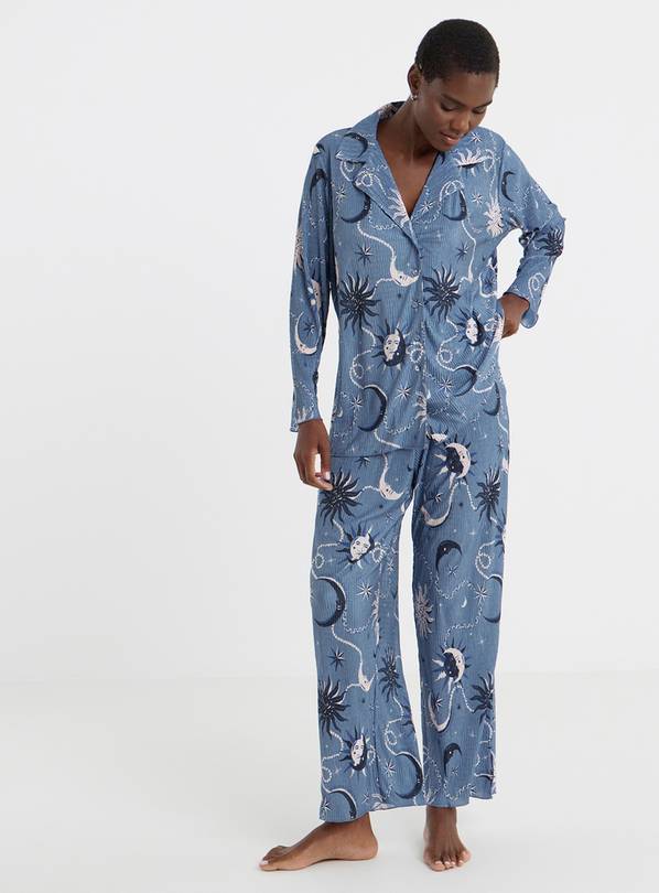 SIMPLY BE Celestial Button Plisse Pyjama Set 32-34