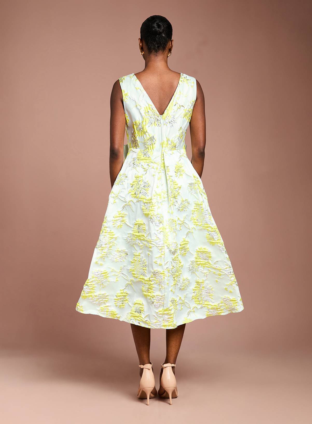 COAST Bow Front Jacquard Midi Dress 12 - Image 3