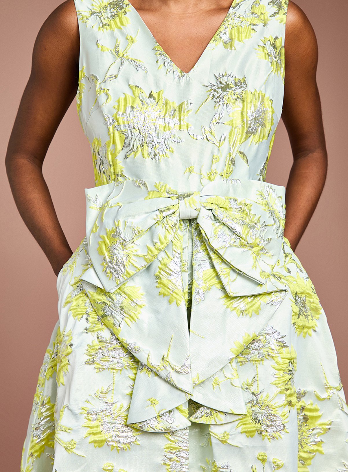 COAST Bow Front Jacquard Midi Dress 12 - Image 4 thumbnail