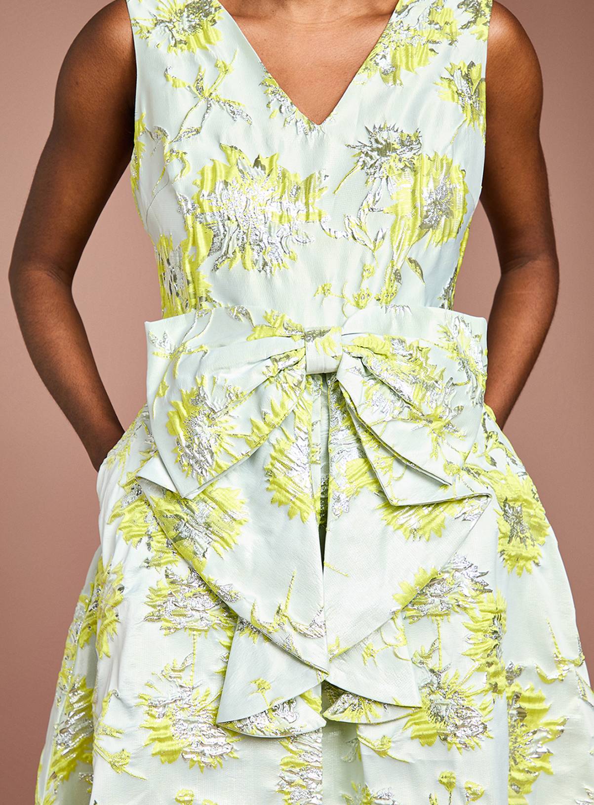 COAST Bow Front Jacquard Midi Dress 12 - Image 4