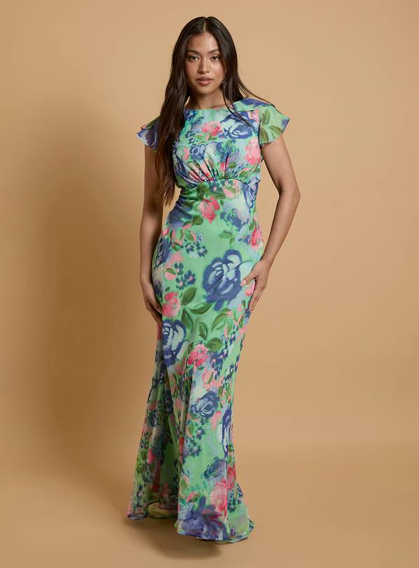OASIS Orchid Floral Printed Waterfall Maxi Dress 12