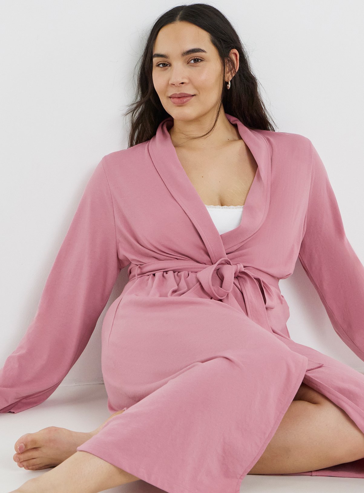 SIMPLY BE Back to Basics Dressing Gown Pink 28-30 - Image 3 thumbnail