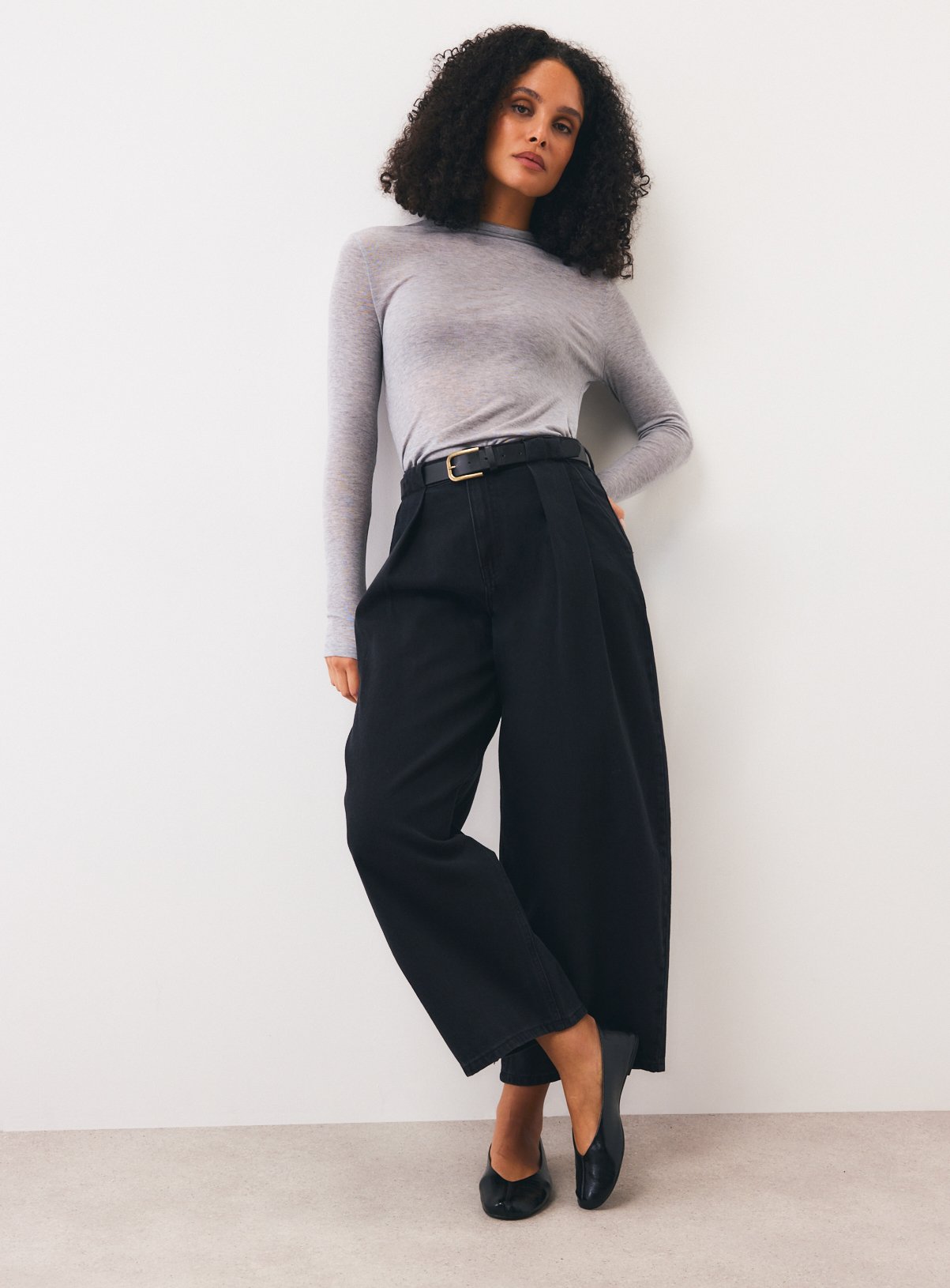 Black Pleat Barrel Jeans 12 - Image 2 thumbnail