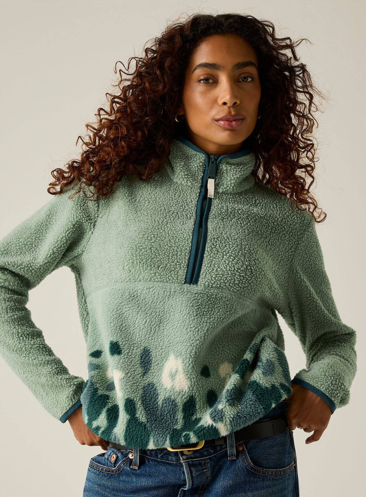 REGATTA Womens Frankie Borg Half Zip Fleece Green 18 - Image 1