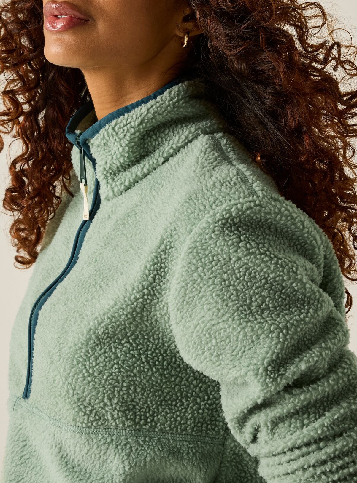REGATTA Womens Frankie Borg Half Zip Fleece Green 8 - Image 4 thumbnail