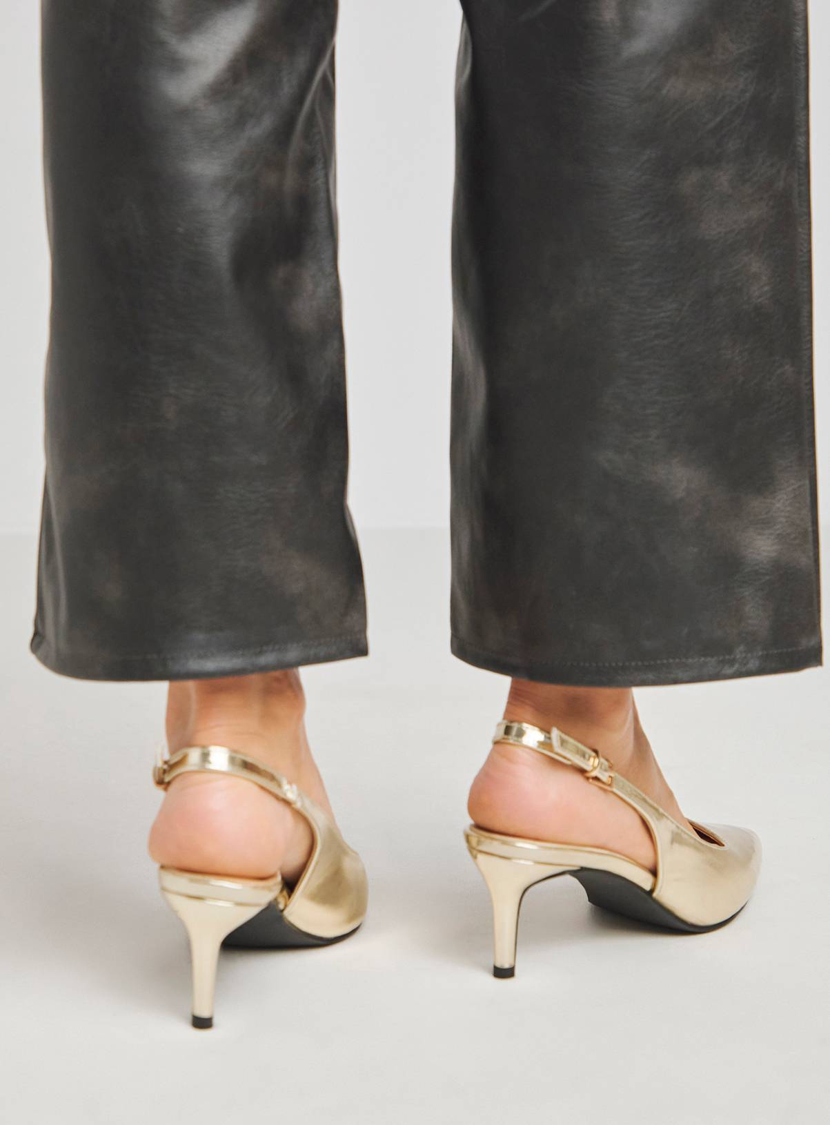 SIMPLY BE Gold Pointy Toe Slingback Wide Fit 4 - Image 2