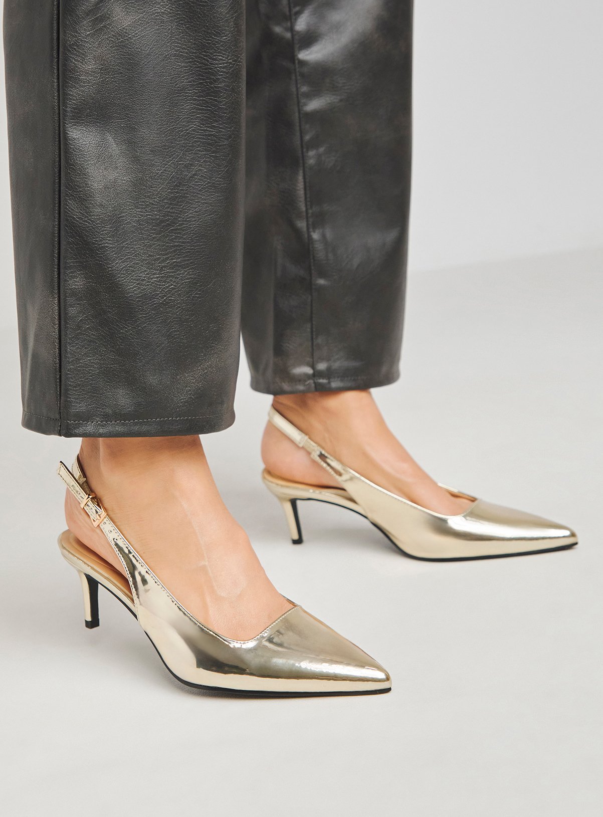 SIMPLY BE Pointy Toe Slingback Extra Wide Gold 5 - Image 3 thumbnail