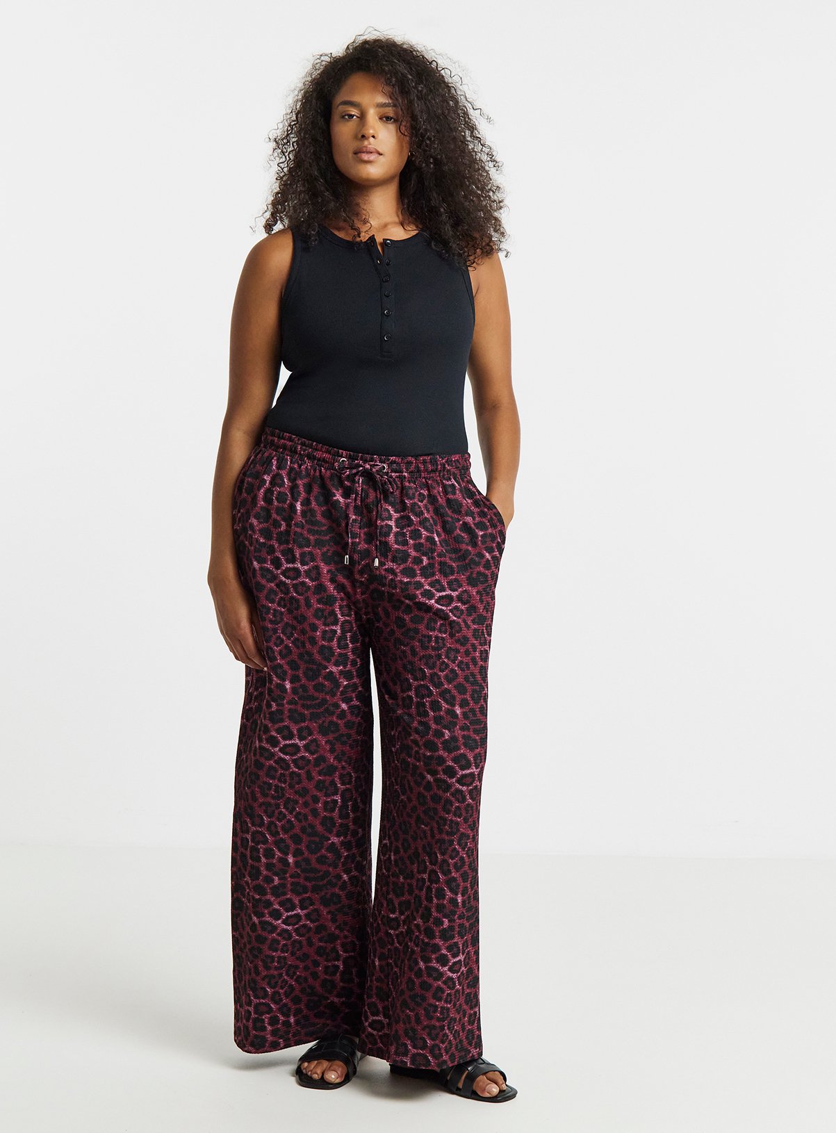 SIMPLY BE Leopard Texture Waffle Trouser 14 - Image 1 thumbnail