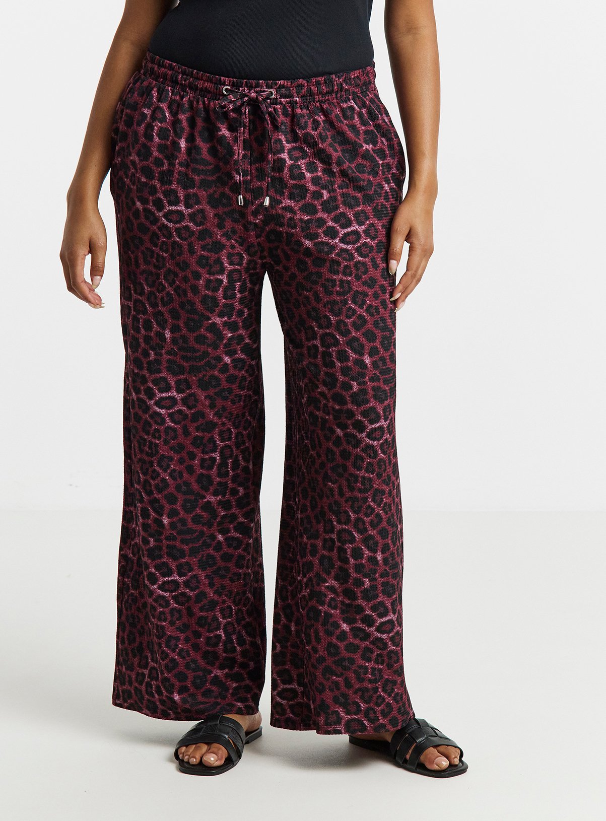 SIMPLY BE Leopard Texture Waffle Trouser 14 - Image 3 thumbnail