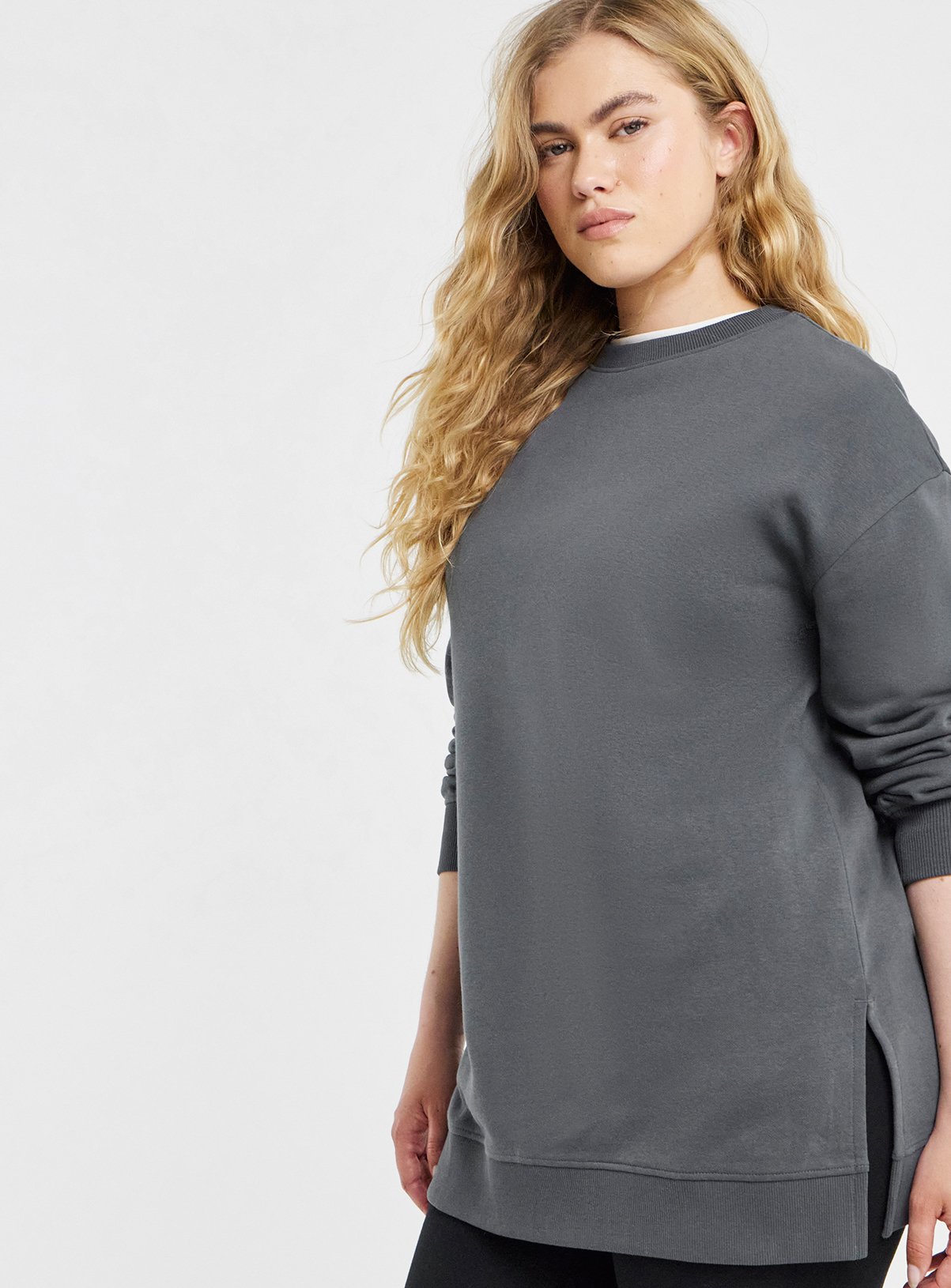 SIMPLY BE Side Split Sweatshirt Tunic Grey 26 - Image 3 thumbnail