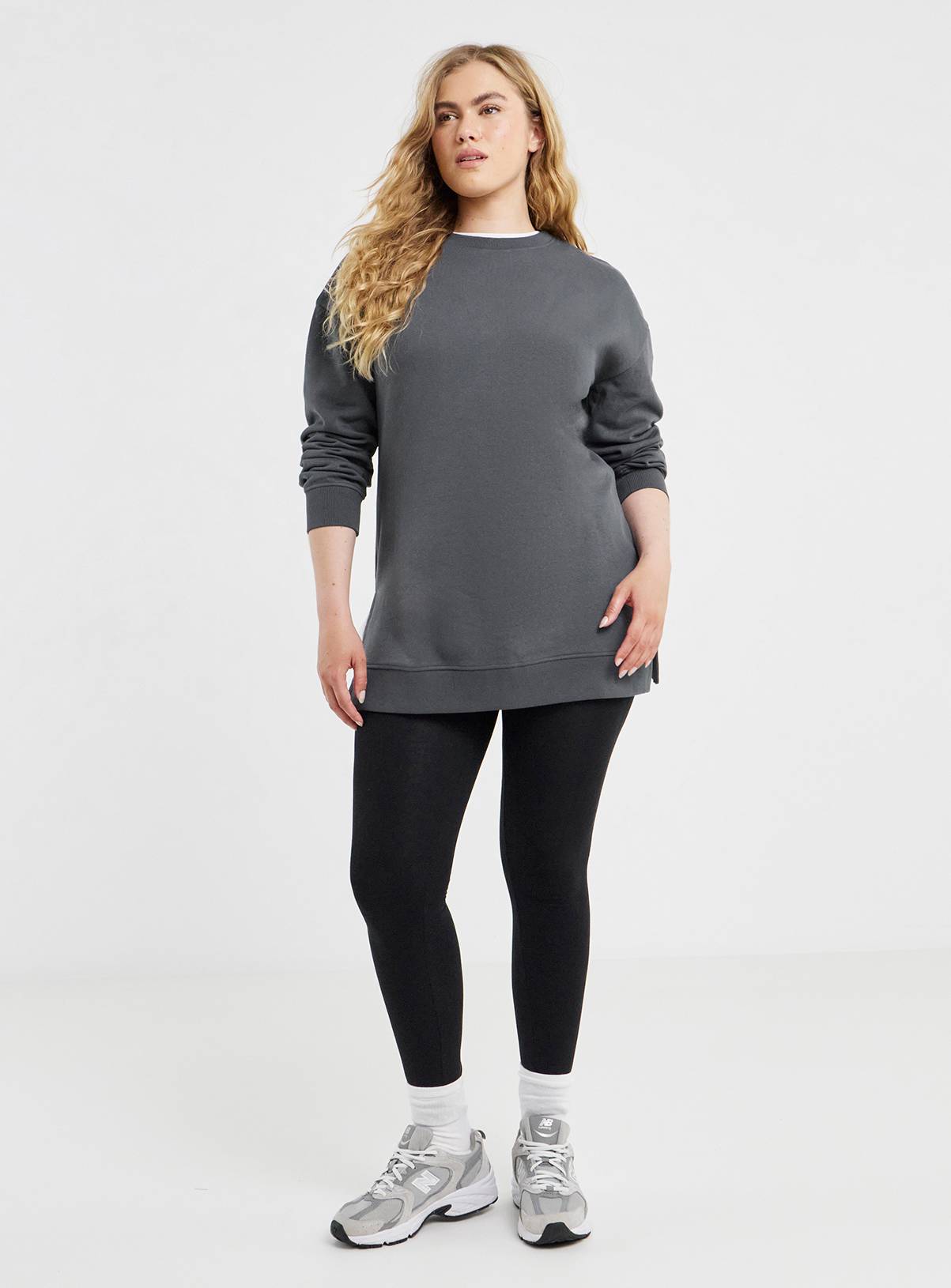 SIMPLY BE Side Split Sweatshirt Tunic Grey 16 - Image 1