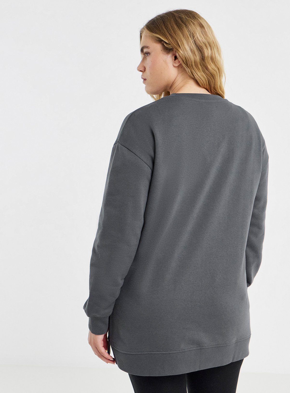 SIMPLY BE Side Split Sweatshirt Tunic Grey 16 - Image 2 thumbnail
