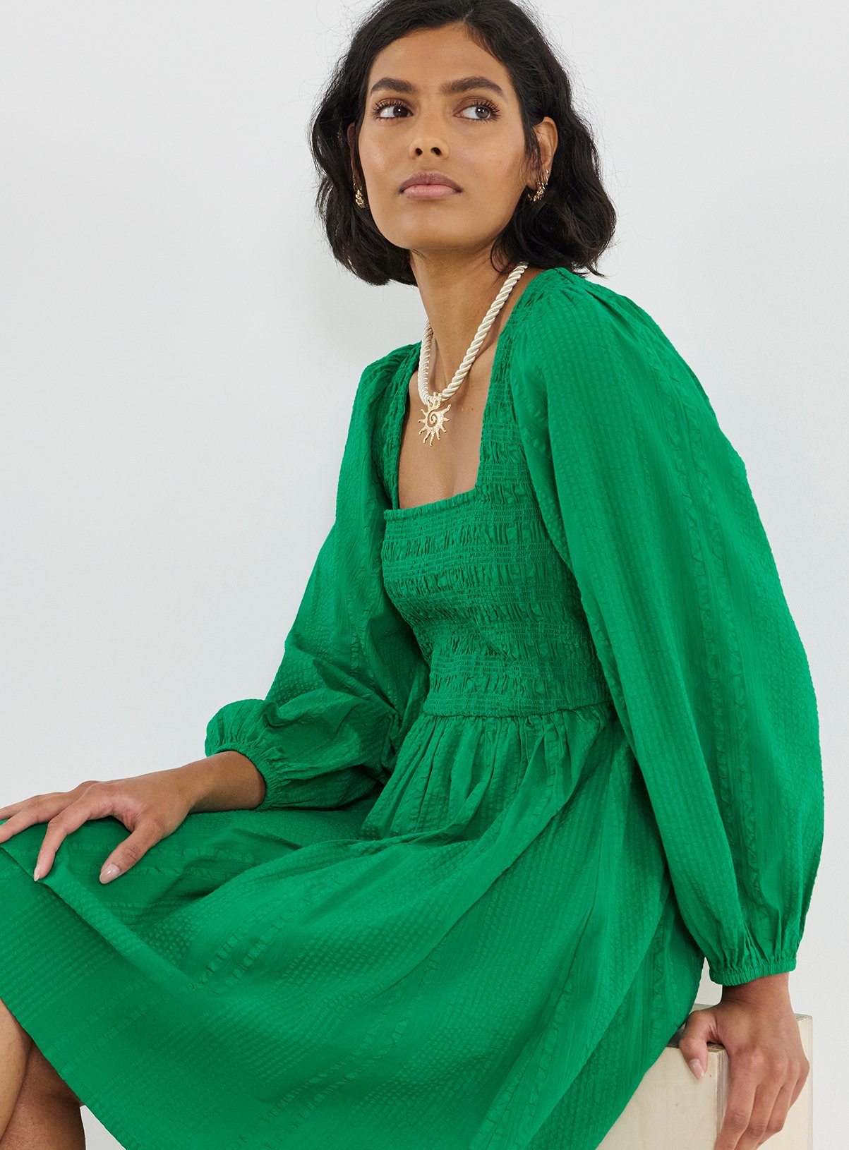 SIMPLY BE Shirred Skater Dress 28 - Image 3 thumbnail