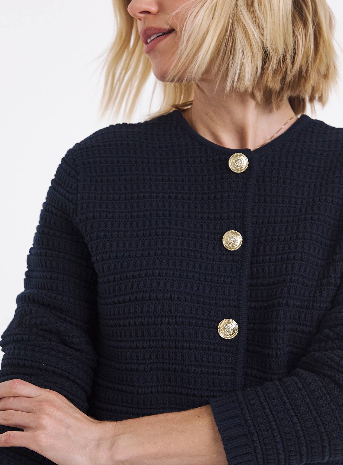 JD WILLIAMS Stitch Detail Long Sleeve Cardigan Navy 24-26 - Image 4