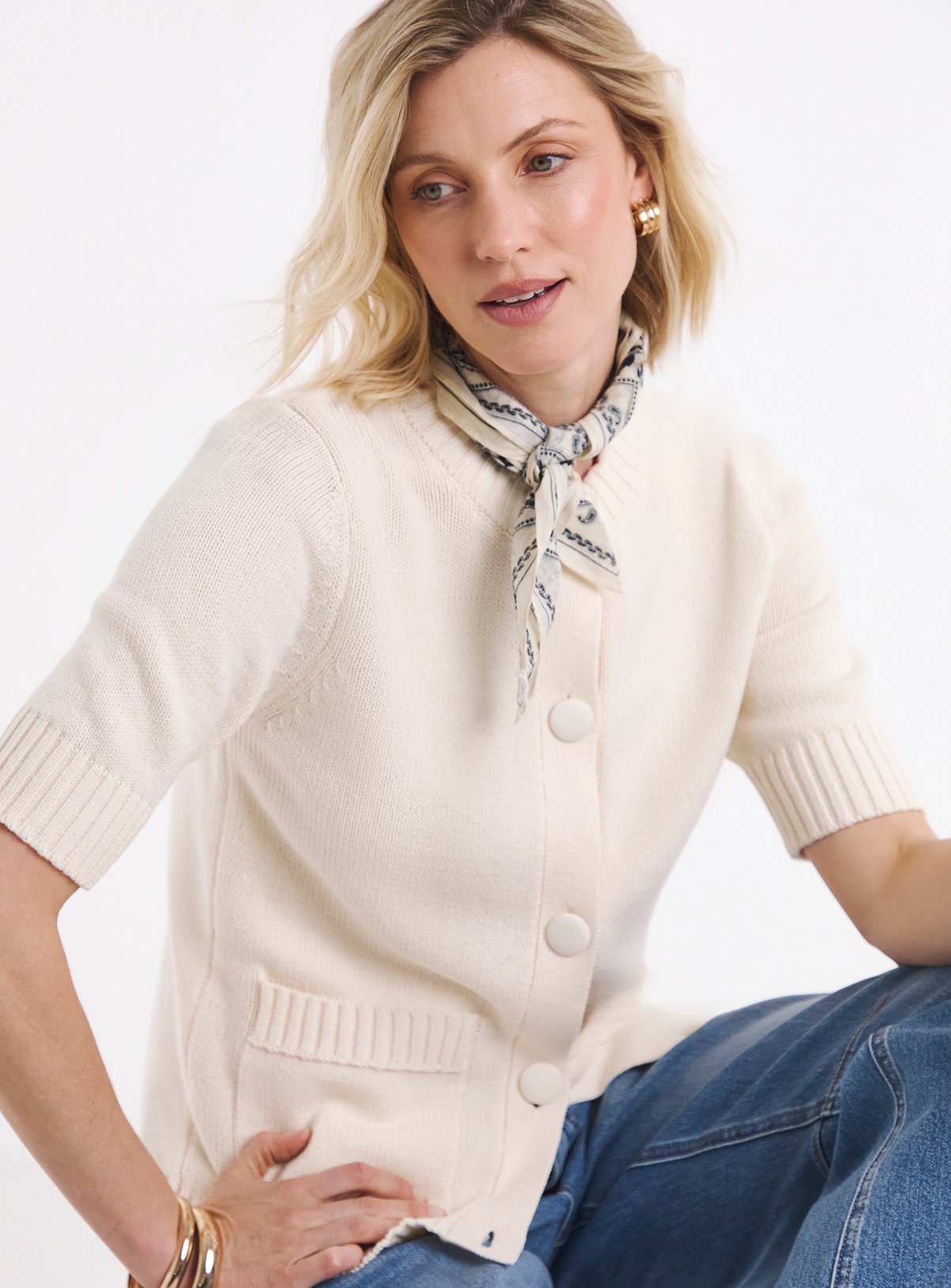 JD WILLIAMS Chunky Crew Neck Cardigan 20-22 - Image 1 thumbnail