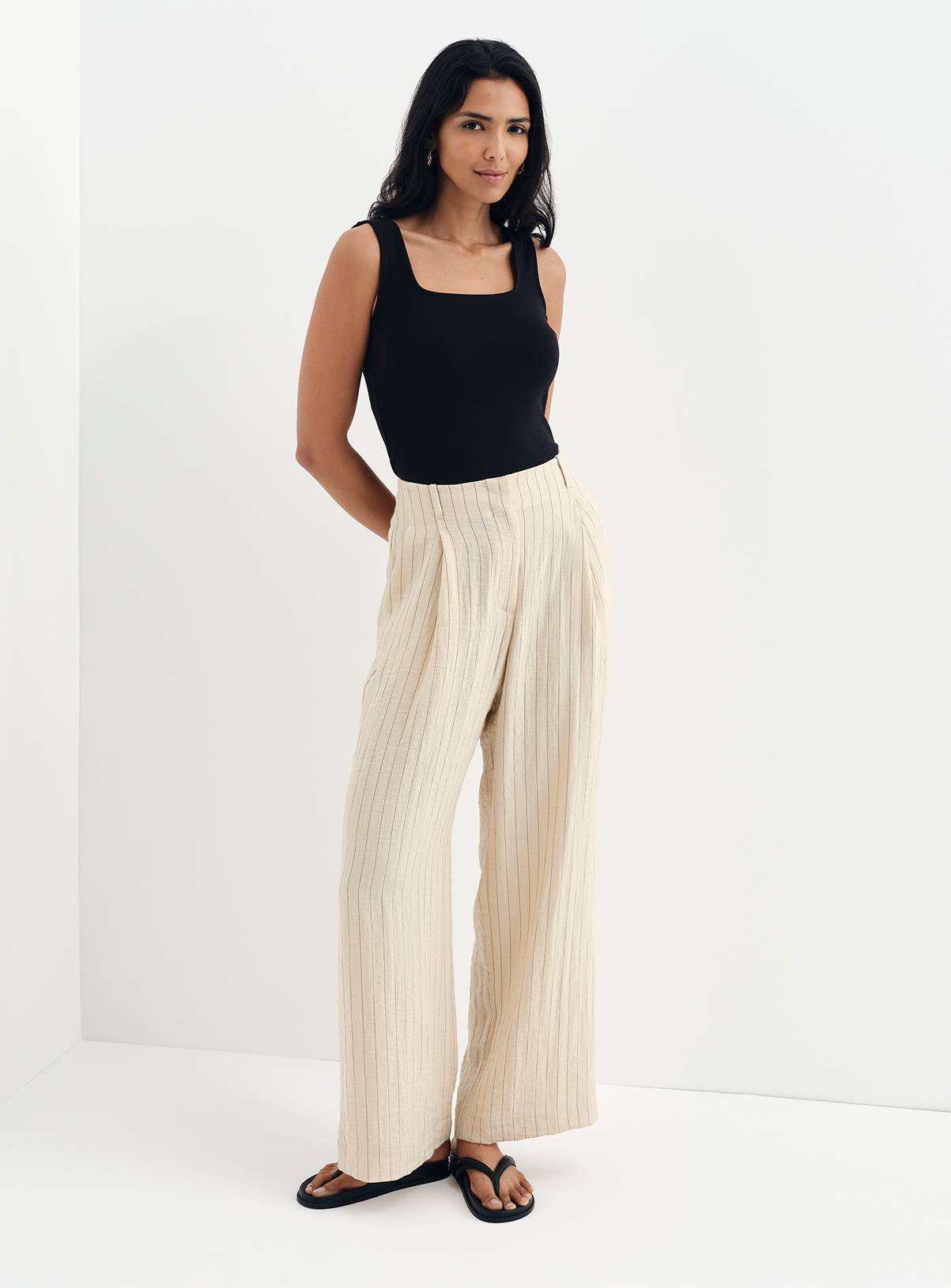 FINERY Mara Trouser Beige Stripe 8 - Image 1