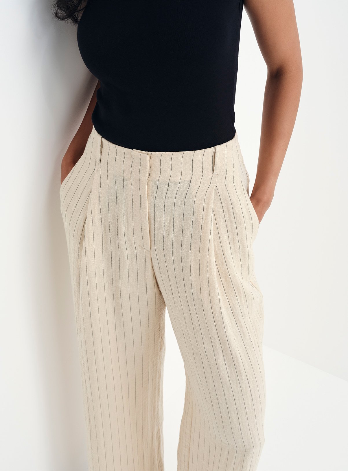 FINERY Mara Trouser Beige Stripe 8 - Image 2 thumbnail