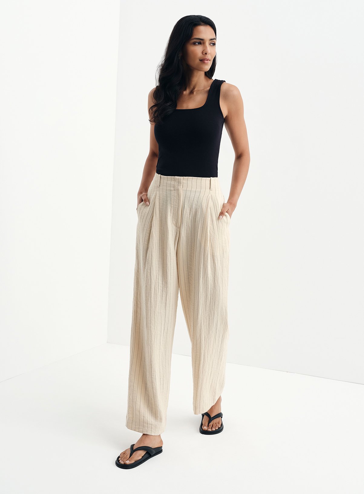 FINERY Mara Trouser Beige Stripe 8 - Image 3 thumbnail