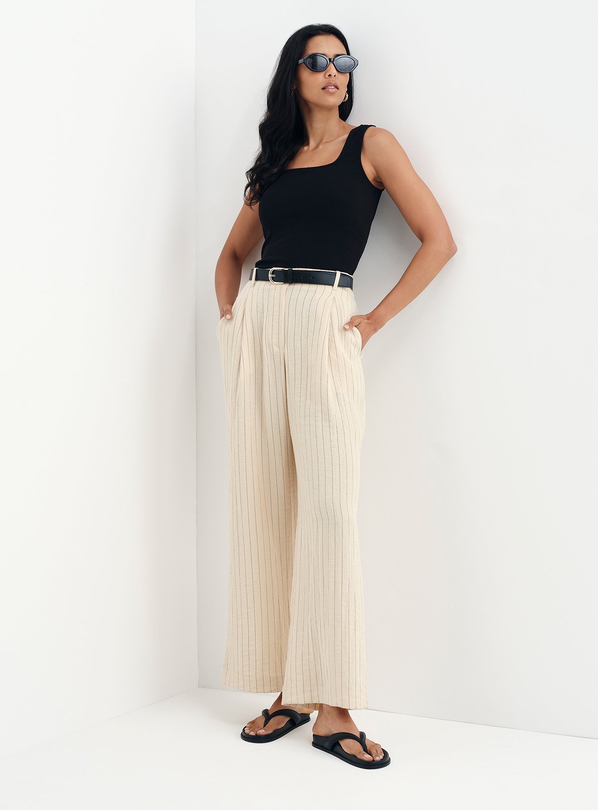 FINERY Mara Trouser Beige Stripe 8 - Image 4 thumbnail