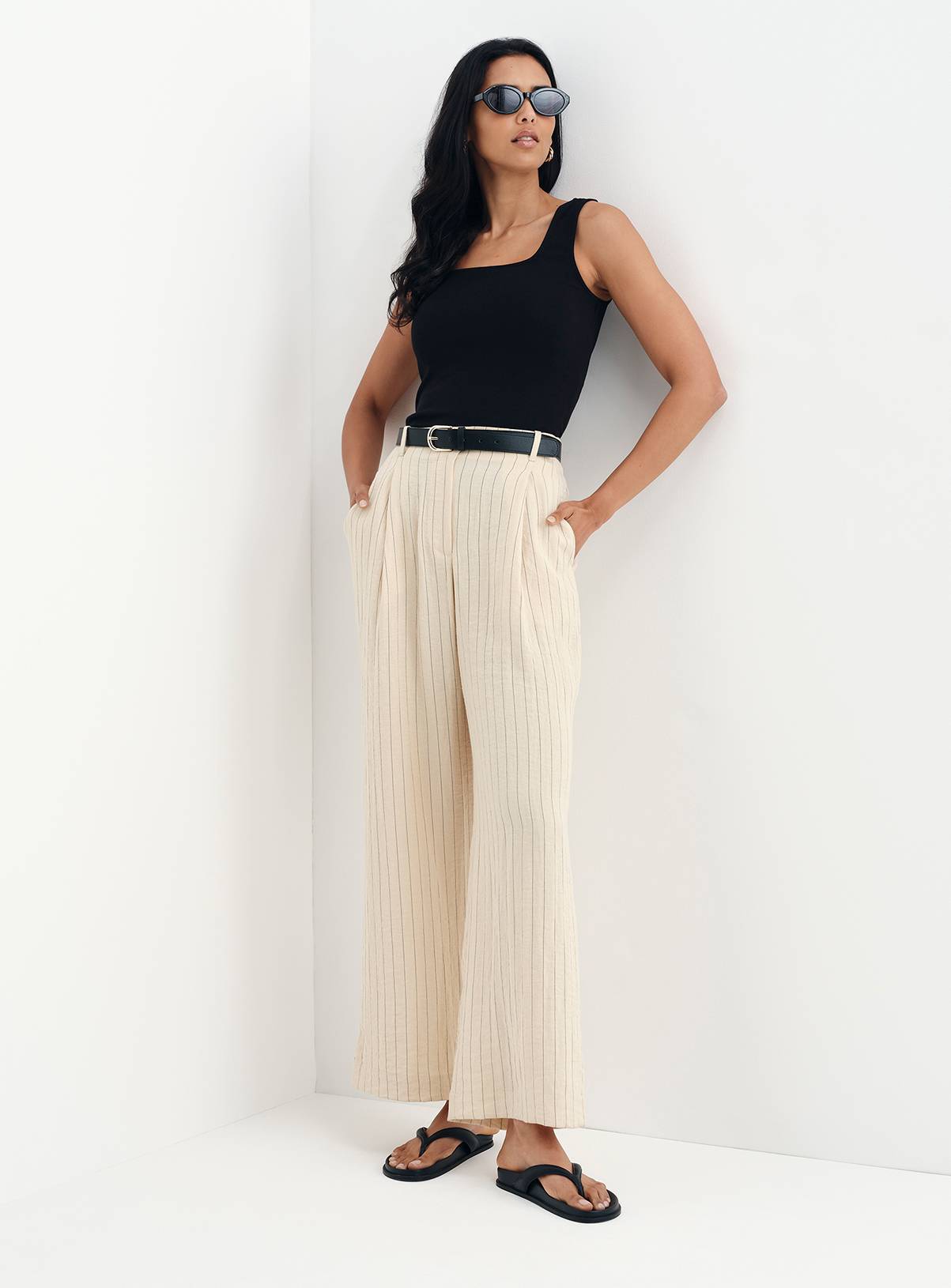 FINERY Mara Trouser Beige Stripe 8 - Image 4