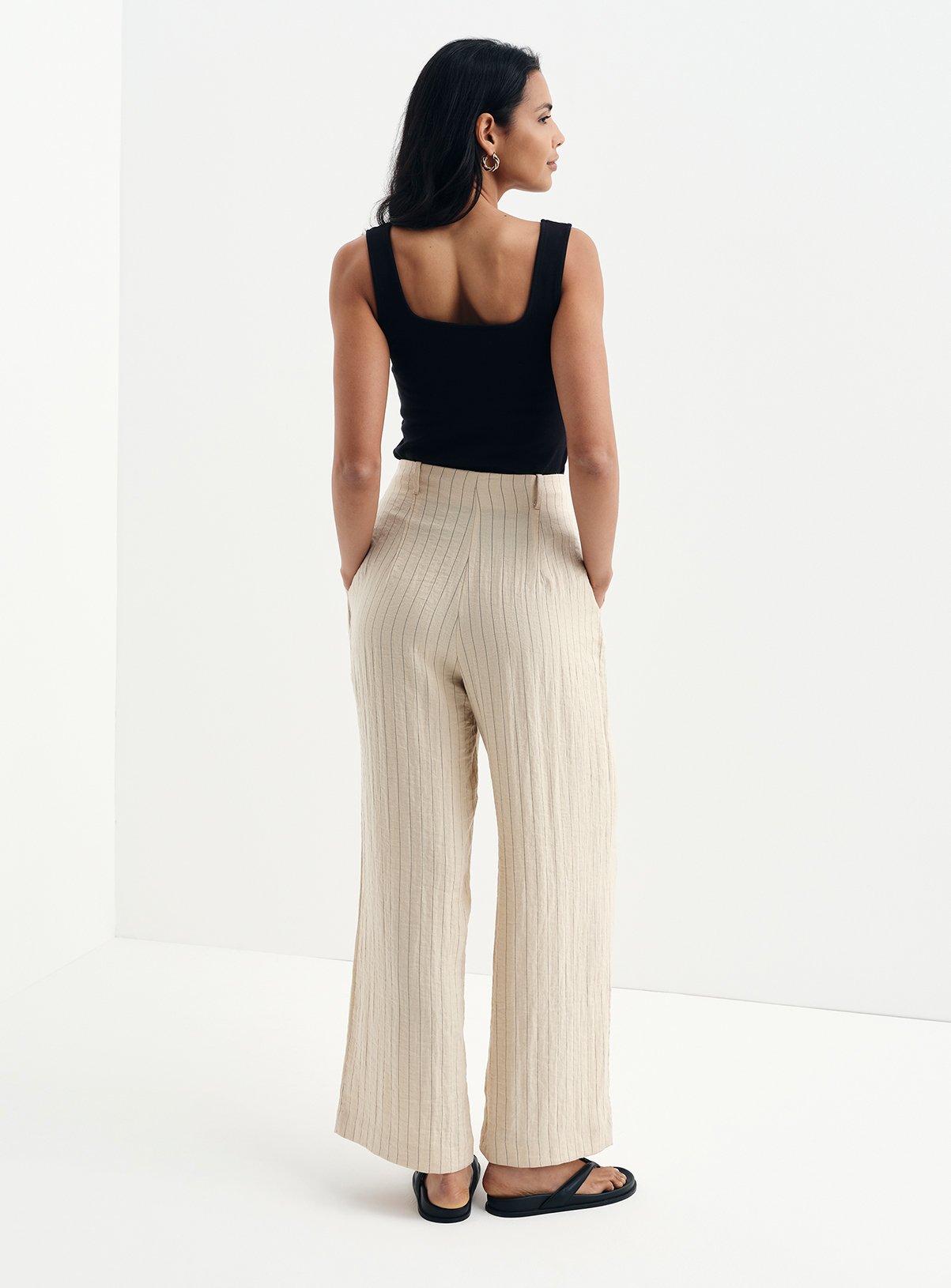 FINERY Mara Trouser Beige Stripe 8 - Image 5 thumbnail