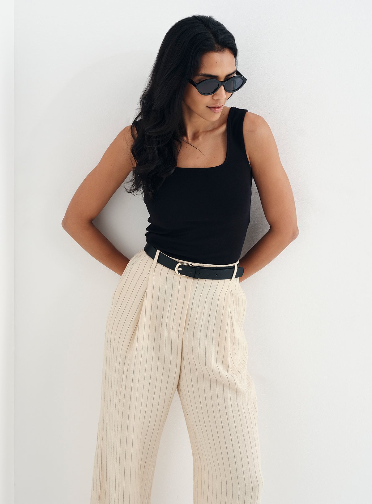 FINERY Mara Trouser Beige Stripe 8 - Image 6 thumbnail