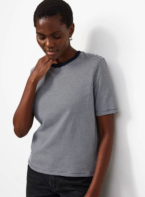Navy Stripe Shoulder Pad T-Shirt 18