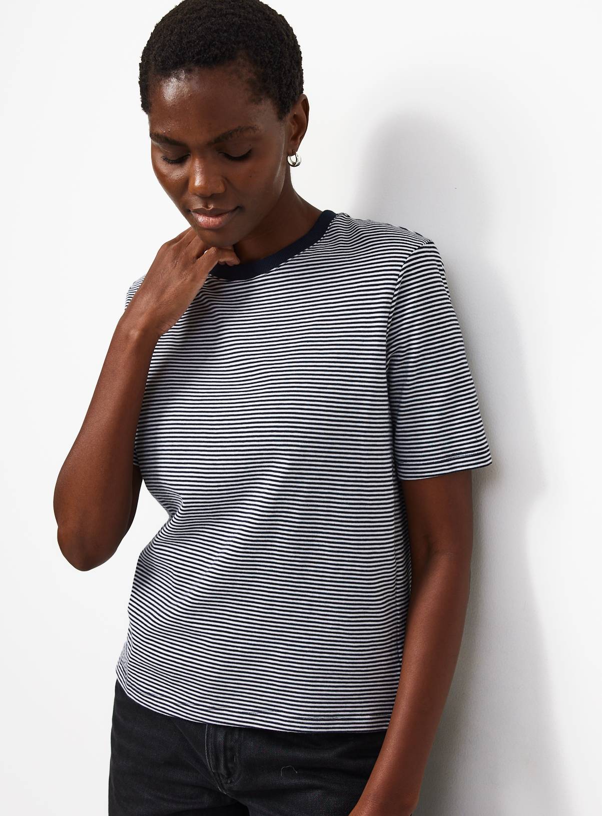 Navy Stripe Shoulder Pad T-Shirt 12 - Image 1