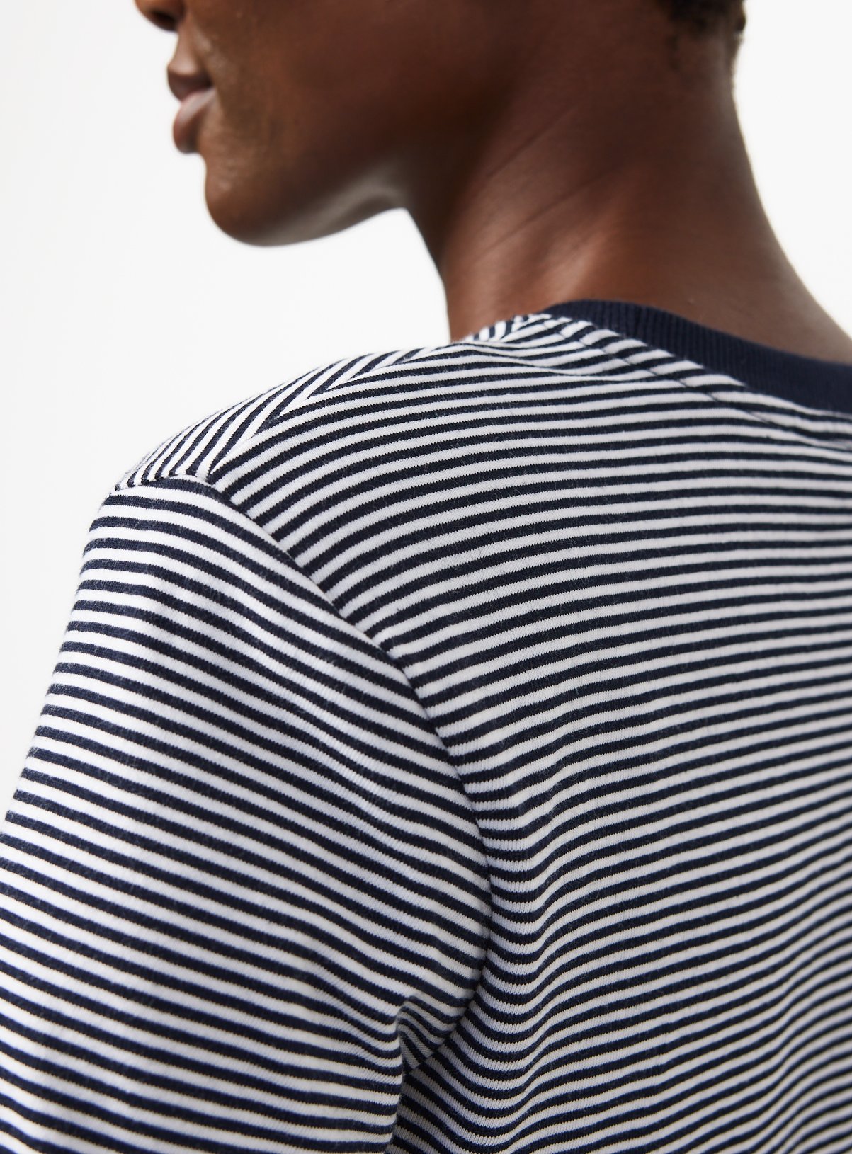 Navy Stripe Shoulder Pad T-Shirt 12 - Image 3 thumbnail