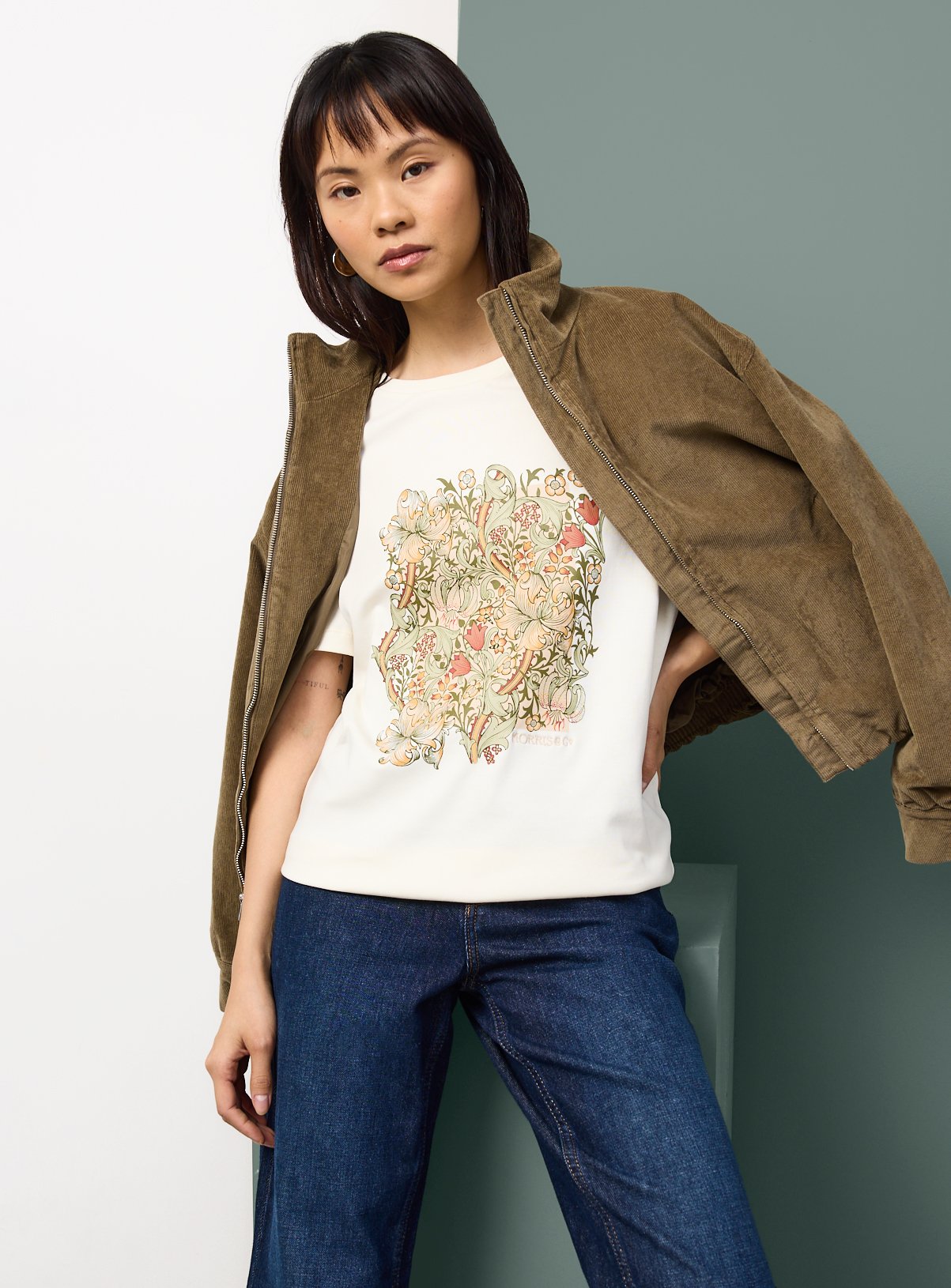 Tu x Morris & Co. Cream Floral Graphic T-Shirt 8 - Image 2 thumbnail