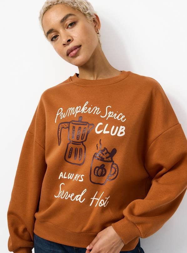 Halloween Cotton Rich Relaxed Fit Pumpkin Spice Sweatshirt M