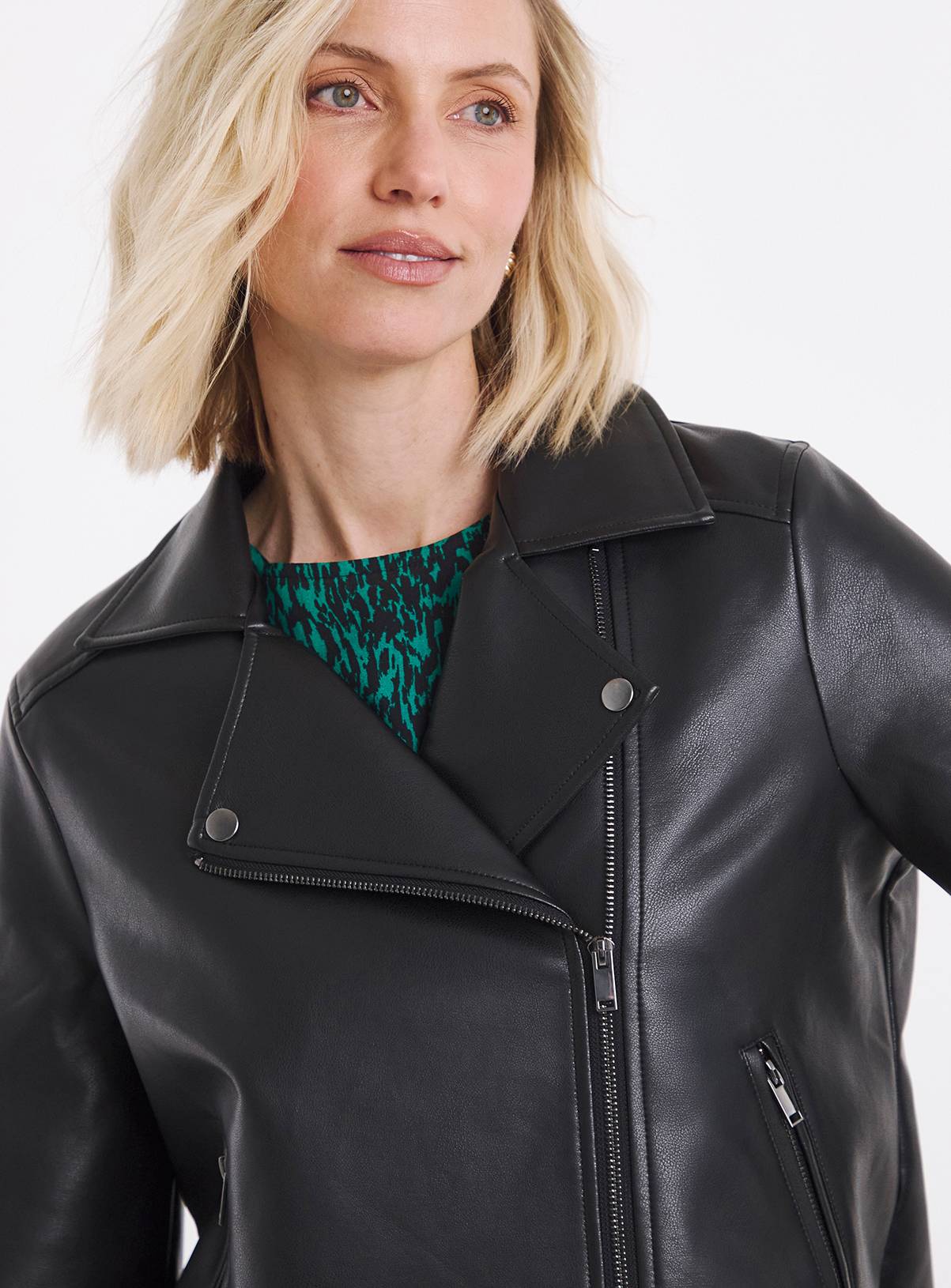 JD WILLIAMS Faux Leather Biker Jacket 30R - Image 4