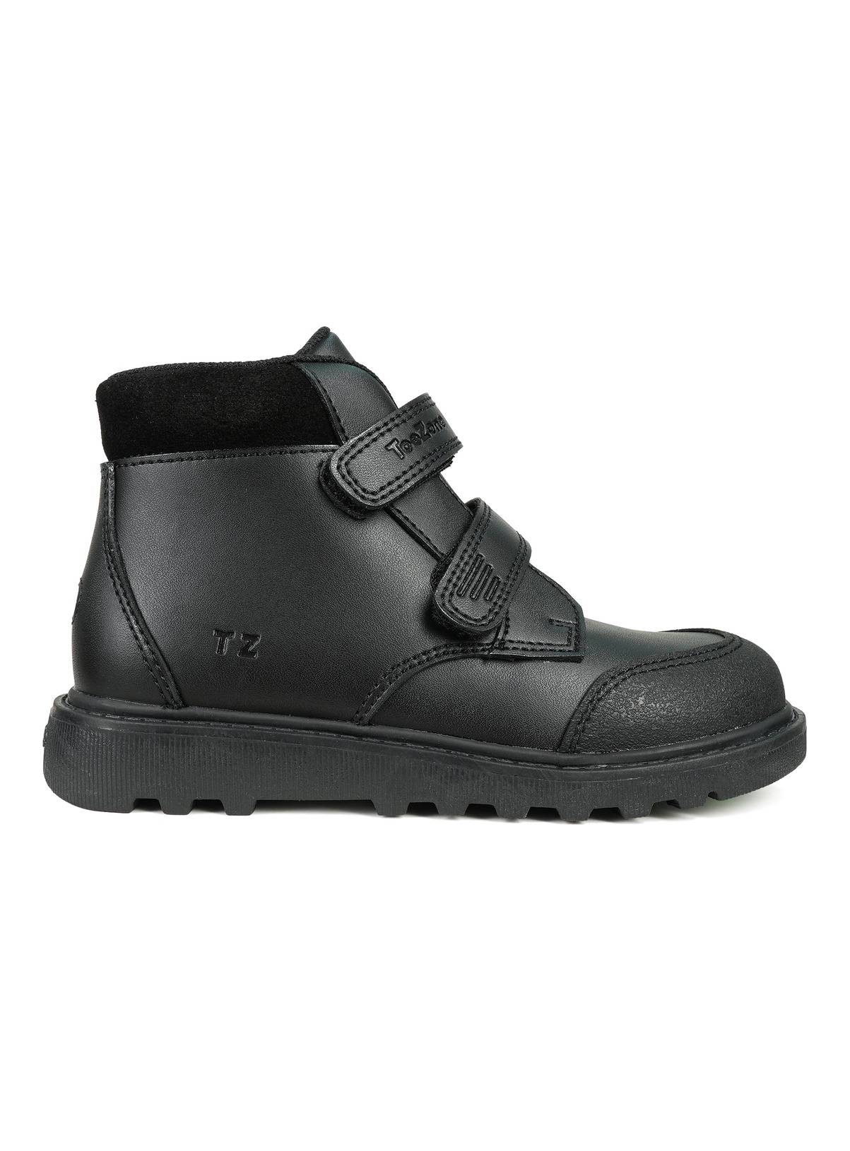 TOEZONE Levi Boys Black Coated Leather Durable Riptape School Boots 13 Infant - Image 2