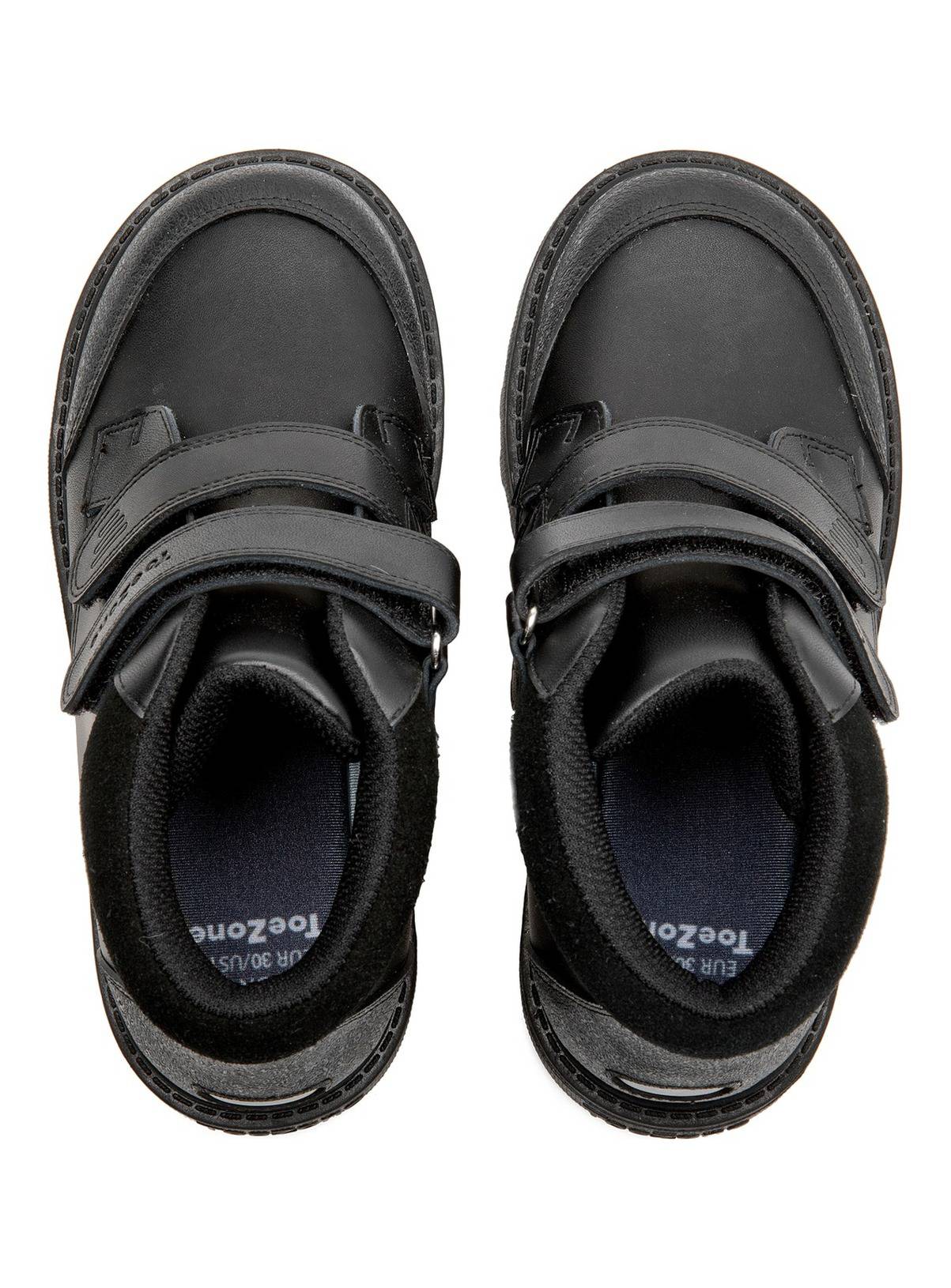 TOEZONE Levi Boys Black Coated Leather Durable Riptape School Boots 13 Infant - Image 4